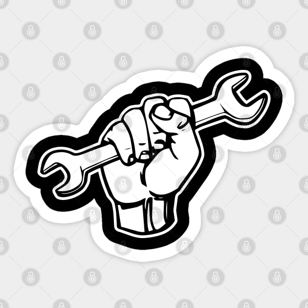 Fist with Wrench Sticker by Huhnerdieb Apparel